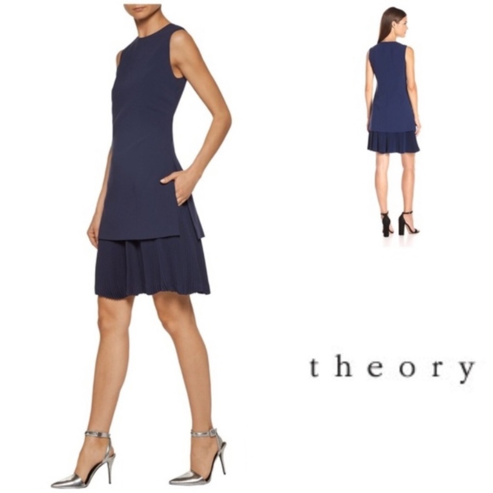 Theory Malkan Winslow Pleated Dress in Navy
